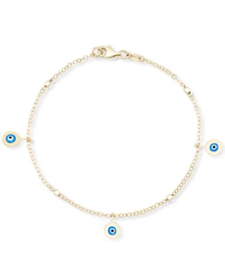 Macy's Brand - Enamel Evil Eye Charm Bracelet in 10k Gold