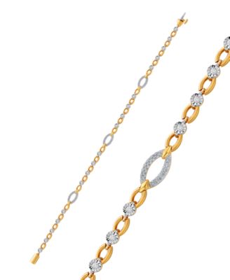 Macy's Brand - Diamond Open Link Bracelet (1/2 ct. t.w.) in Sterling Silver & 14k Gold-Plate