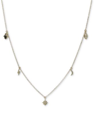 Anzie - Diamond Accent Multi-Charm Statement Necklace in 14k Gold, 15" + 1" extender