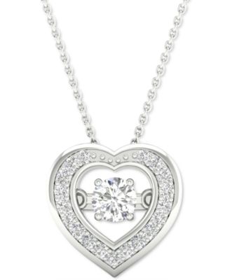 Twinkling Diamond Star - Diamond Heart Halo 18" Pendant Necklace (1/4 ct. t.w.) in 10k White Gold