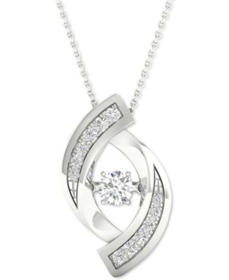 Twinkling Diamond Star - Diamond Swirl 18" Pendant Necklace (1/4 ct. t.w.) in 10k White Gold