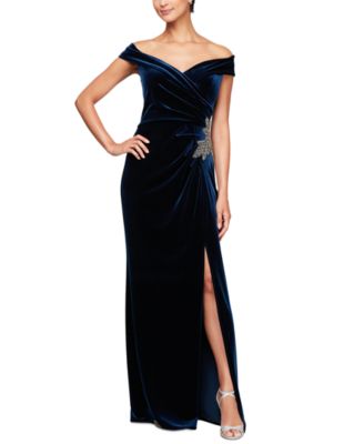 Alex Evenings - Women's Velvet Off-The-Shoulder Evening Gown