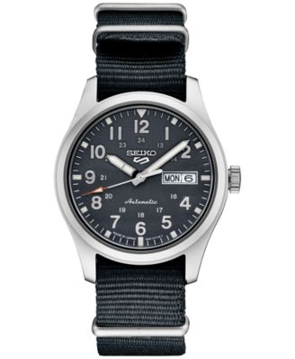 Seiko - Men's Automatic 5 Sports Gray Nylon Strap Watch 43mm