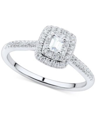 Macy's Brand - Diamond Emerald-Cut Halo Engagement Ring (1/3 ct. t.w.) in 14k White Gold