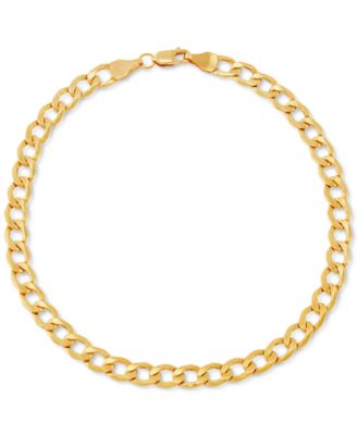 Italian Gold - Beveled Curb Link Chain Bracelet in 10k Gold