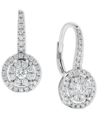 Macy's Brand - Diamond Halo Cluster Drop Earrings (3/4 ct. t.w.) in 14k White Gold