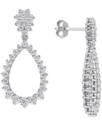 Macy's - Lab-Created Moissanite Open Teardrop Drop Earrings (2-1/5 ct. t.w.) in Sterling Silver
