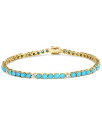EFFY Collection - Turquoise & Diamond (1/3 ct. t.w.) Tennis Bracelet in 14k Gold