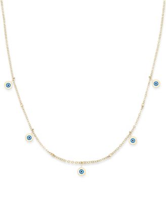 Macy's Brand - Enamel Evil Eye Dangle 18" Statement Necklace in 10k Gold