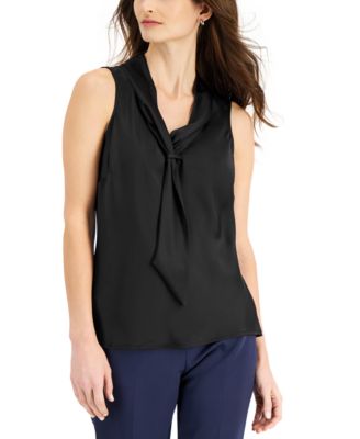 Tahari ASL - Sailor-Style Tie-Neck Sleeveless Top