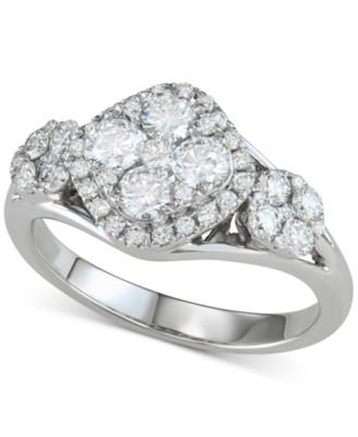 Macy's Brand - Diamond Triple Cluster Engagement Ring (1-1/4 ct. t.w.) in 14k White Gold