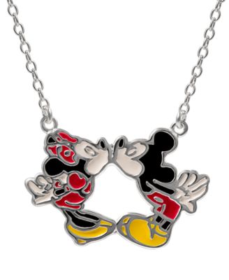 Disney - Kissing Minnie & Mickey Mouse 18" Pendant Necklace in Sterling Silver