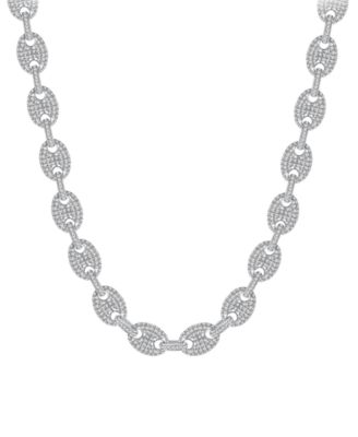 Macy's Brand - Men's Diamond Mariner Puff Link 24" Chain Necklace (15-3/4 ct. t.w.) in 10k White Gold