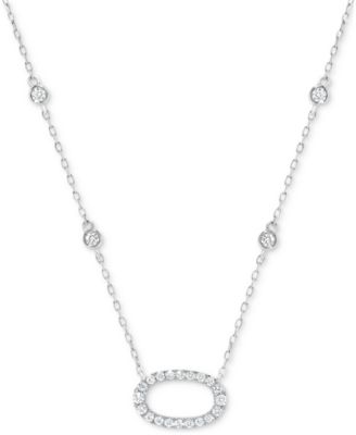 Macy's Brand - Diamond Open Oval 18" Pendant Necklace (1/2 ct. t.w.) in 14k White Gold