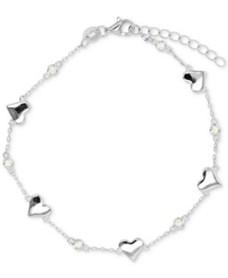 Macy's Brand - Cubic Zirconia Polished Heart Bracelet in Sterling Silver
