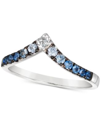 Le Vian - Denim Ombr&eacute; (1/3 ct. t.w.) & White Sapphire (1/10 ct. t.w.) V Ring in 14k White Gold
