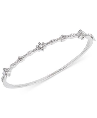 Marchesa - Crystal & Imitation Pearl Flower Bangle Bracelet