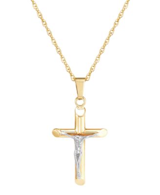 Macy's - Crucifix Cross 18" Pendant Necklace in 14k Two-Tone Gold