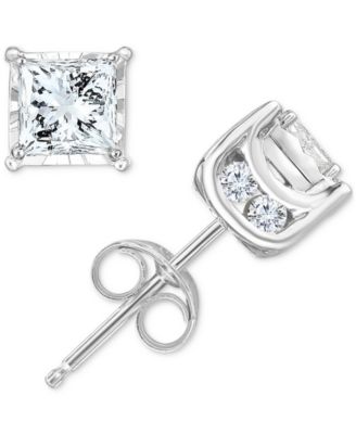TruMiracle - Diamond Princess Stud Earrings (3/4 ct. t.w.) in 14k White Gold, Yellow Gold or Rose Gold