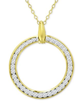 Giani Bernini - Cubic Zirconia Open Circle Pendant Necklace, 16" + 2" extender