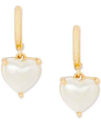 kate spade new york - Gold-Tone Imitation Pearl Heart Drop Earrings