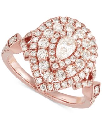 Macy's Brand - Diamond Pear Multi-Halo Engagement Ring (1-1/2 ct. t.w.) in 14k Rose Gold