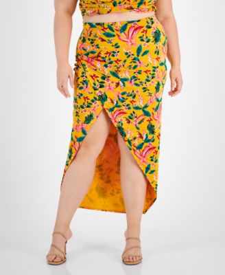 Bar III - Plus Size Printed Crossover Midi Skirt