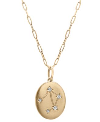 Wrapped - Diamond Libra Constellation 18" Pendant Necklace (1/20 ct. tw) in 10k Yellow Gold