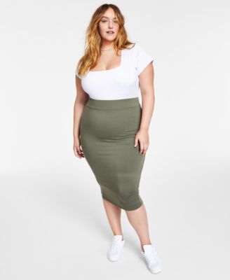 Bar III - Plus Size Jersey Midi Skirt