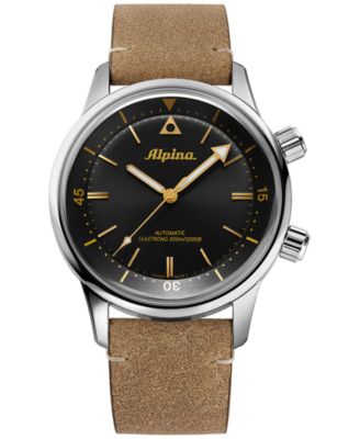Alpina - Men's Swiss Automatic Seastrong Diver Brown Leather Strap Watch 42mm