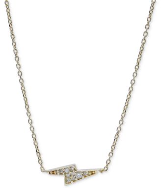 Anzie - Diamond Lightning Bolt Pendant Necklace (1/20 ct. t.w.) in 14k Gold, 14" + 2" extender