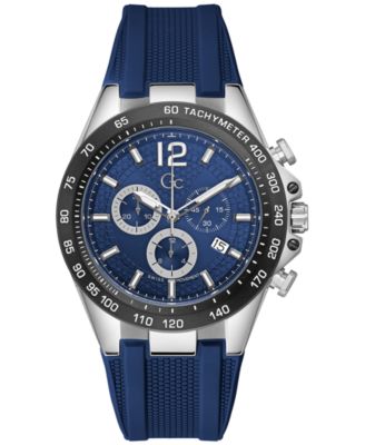 GUESS - Men's Swiss Silver-Tone Stainless Steel Strap Watch 44mm