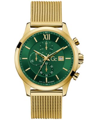 GUESS - Men's Swiss Gold-Tone Stainless Steel Bracelet Watch 44mm