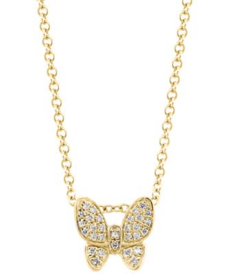 EFFY Collection - Diamond Pav&eacute; Butterfly 18" Pendant Necklace (1/10 ct. t.w.) in 14k Gold-Plated Sterling Silver