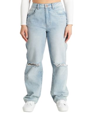 Dollhouse - Juniors' Ripped High-Rise Dad Jeans