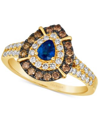 Le Vian - Blue Sapphire (1/3 ct. t.w.) & Diamond (3/4 ct. t.w.) Teardrop Halo Ring in 14k Gold