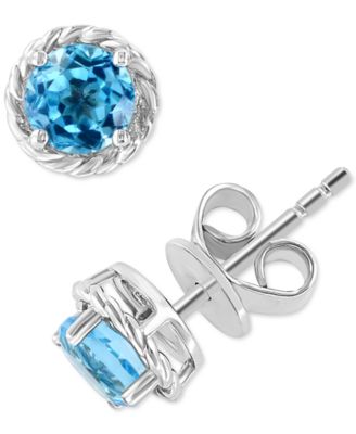 EFFY Collection - Blue Topaz Rope-Framed Stud Earrings  (1-1/3 ct. t.w.) in Sterling Silver