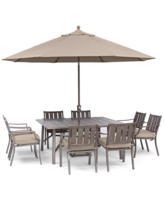 Agio - Wayland Outdoor Aluminum 9-Pc. Dining Set (64" Square Dining Table & 8 Dining Chairs)