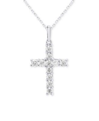Forever Grown Diamonds - Lab-Created Diamond Cross 18" Pendant Necklace (1/2 ct. t.w.) in Sterling Silver