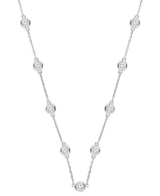 Badgley Mischka - Lab Grown Diamond Statement Necklace (6 ct. t.w.) in 14k White Gold, 18" + 4" extender