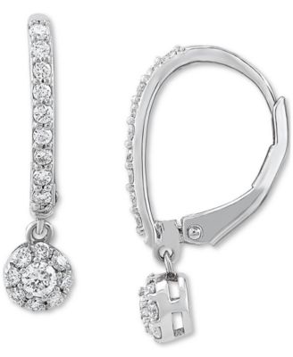Forever Grown Diamonds - Lab-Created Diamond Cluster Dangle Hoop Earrings (1/2 ct. t.w.) in Sterling Silver