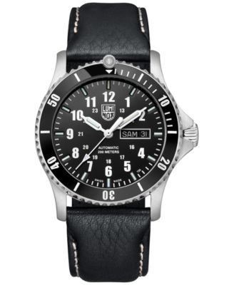 Luminox - Men's Swiss Automatic Sport Timer Black Leather Strap Watch 42mm