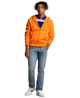 Polo Ralph Lauren - Men's Double-Knit Full-Zip Hoodie, Classic-Fit Striped Mesh Polo Shirt, and Varick Slim Straight Jeans
