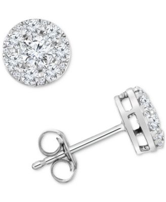TruMiracle - Diamond Halo Stud Earrings (1 ct. t.w.) in 14k White Gold