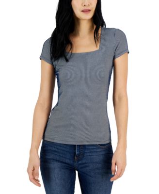 I.N.C. International Concepts - Ribbed Square-Neck T-Shirt