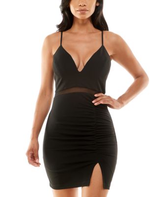Emerald Sundae - Juniors' Illusion-Trim Bodycon Dress
