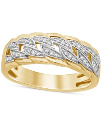 Macy's Brand - Men's Diamond Chain Link Style Band (1/5 ct. t.w.) in 14k Gold-Plated Sterling Silver & Sterling Silver