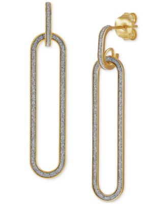 Macy's Brand - Glitter Paperclip Doorknocker Drop Earrings in 10k Gold