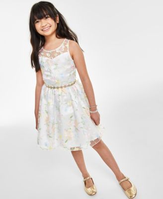 Rare Editions - Big Girls Embroidered Illusion Bodice Fit & Flare Dress