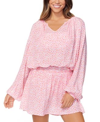 Raisins - Juniors' Maui Printed Long-Sleeve Dress Cover-Up